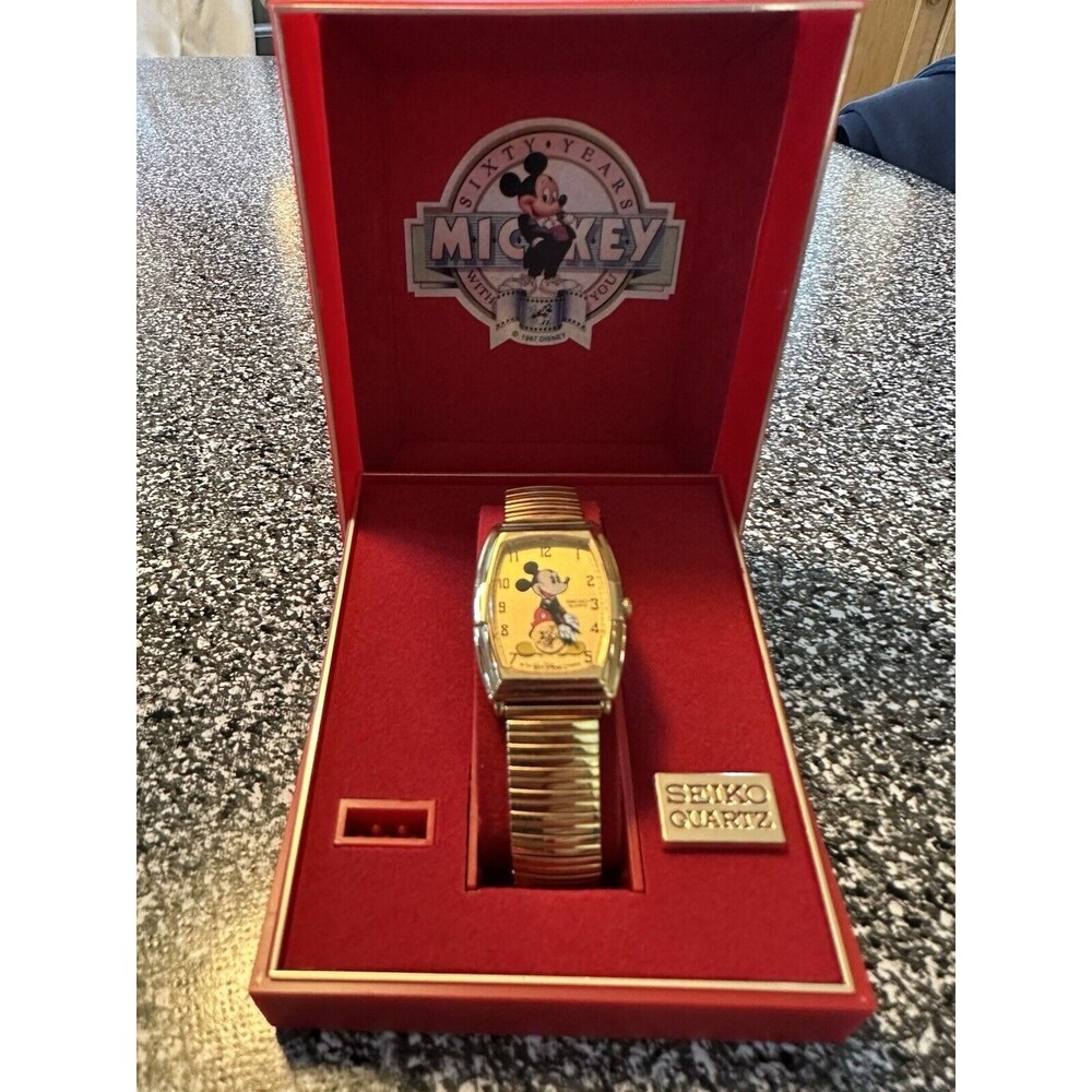 Vintage 60th Anniversary Mickey Mouse Gold Watch SEIKO Sed002 2K03-5009 Men Rare - Picture 2 of 6